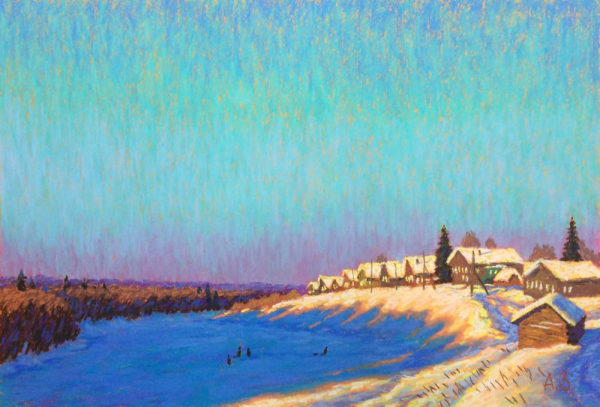 Художник Михаил Гайдеров картины зима деревня