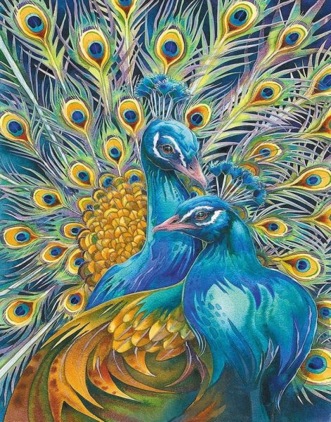 Алмазная мозаика пара павлинов 40х50