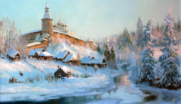 Елена Сальникова художник зима дети