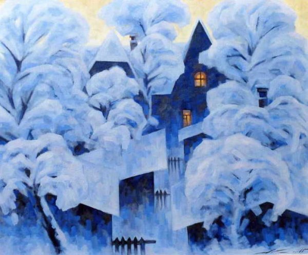 Елена Сальникова художник зима дети