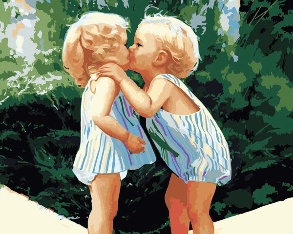 Картина по номерам детский поцелуй