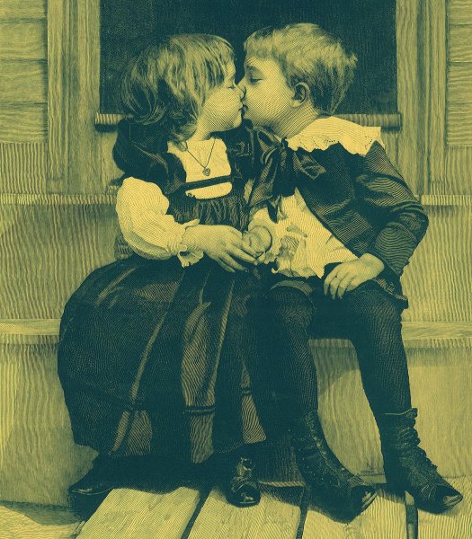 Дети целуются картина