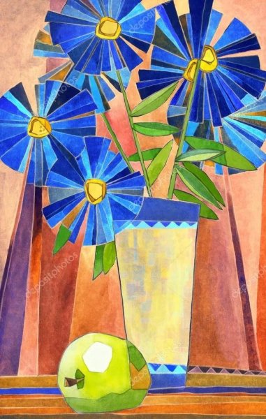 Стилизованные цветы в вазе