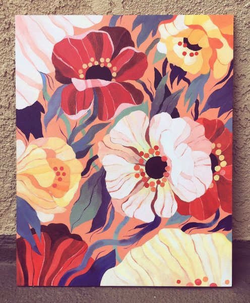 Декоративные цветы гуашью