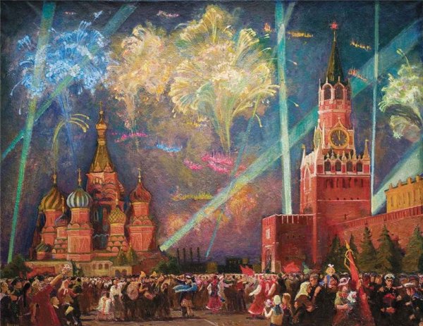 Салют Победы на красной площади 1945