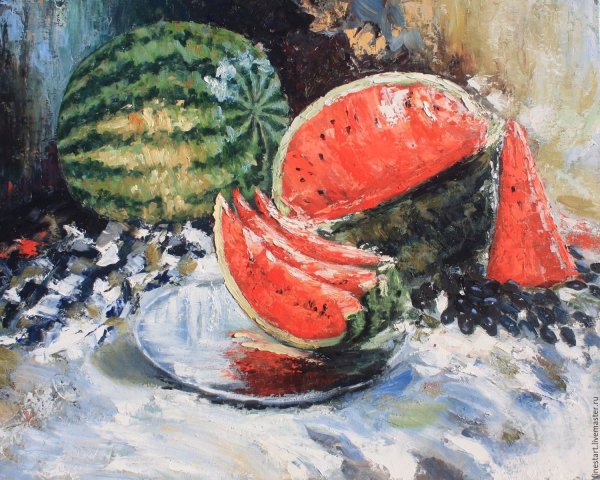Живопись маслом арбузом натюрморт Елена Полуян