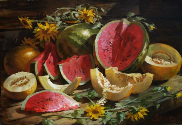 Сергей Андрияка натюрморт с арбузами