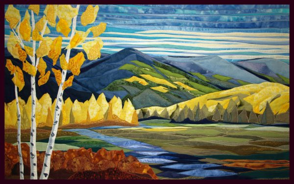 Аппликация из ткани пейзаж