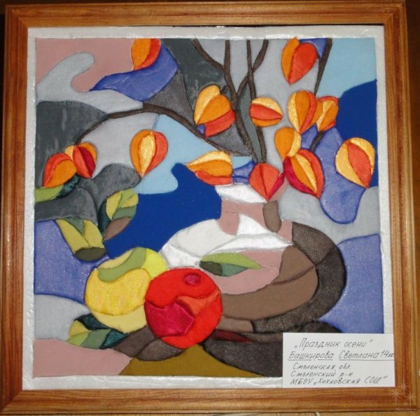 Лоскутная мозаика из ткани на пенопласте