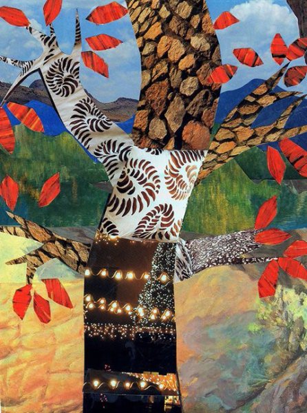 Коллаж из ткани осень