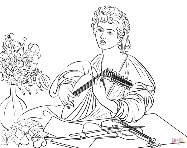 Лютнист Караваджо рисунок