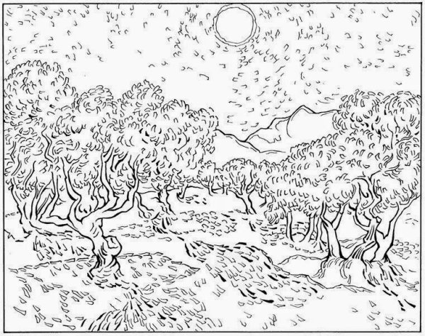 Ван Гог картины раскраски