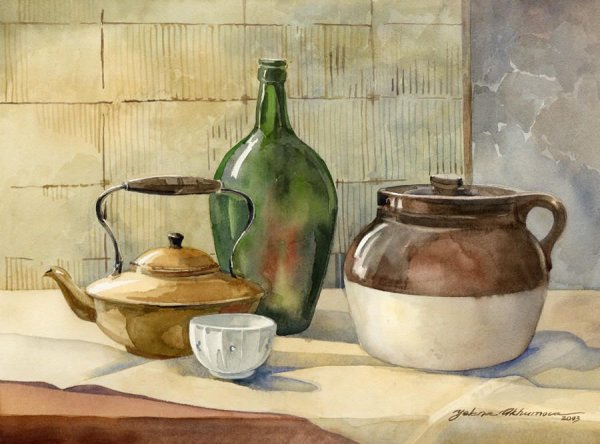 Акварельные натюрморты с посудой