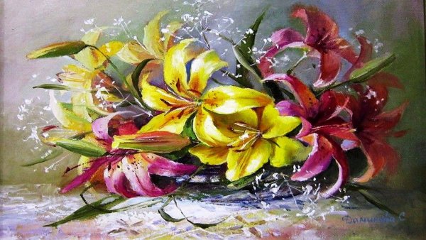 Стелла Даминова цветы акварелью