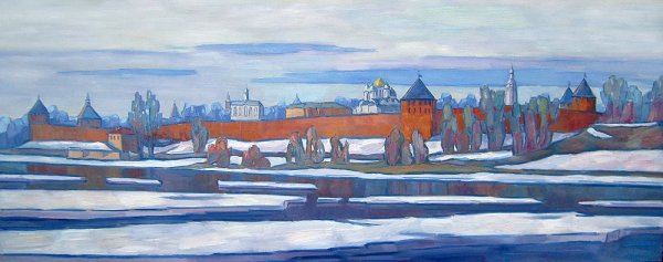 Новгородский Детинец Великий Новгород акварелью