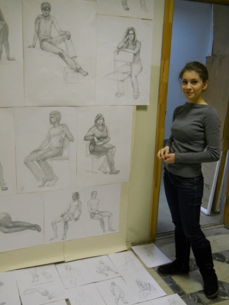 Этюд фигуры человека акварелью
