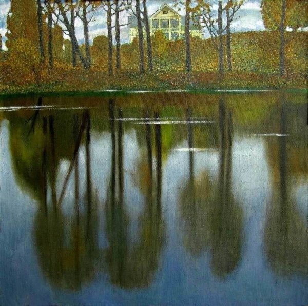 Отражение в воде живопись