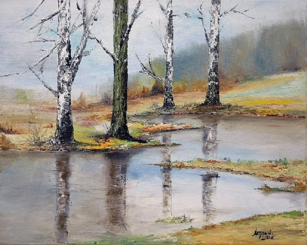 Картина Весна.река Иван Полищук