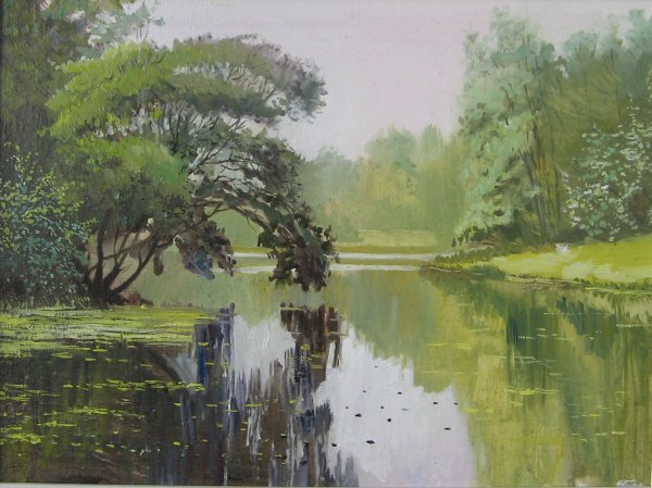 Отражение в воде живопись