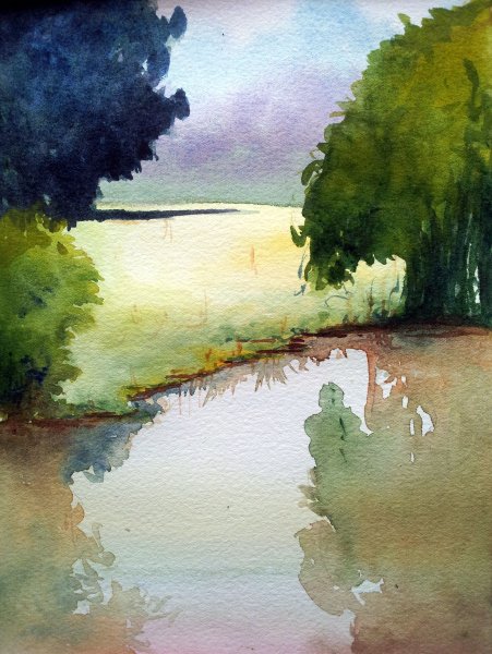 Пленэр акварелью река
