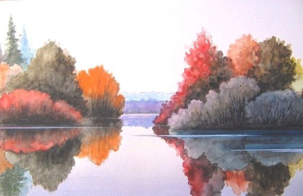 Осенний пейзаж акварель художник Арсенин