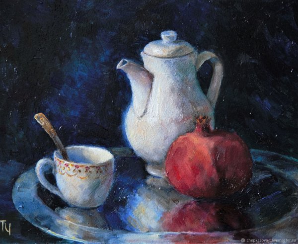 Натюрморт чайник и чашка