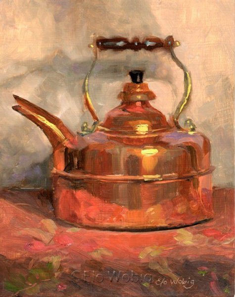 Металлический чайник маслом