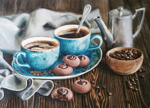 Алмазная живопись кофейная романтика