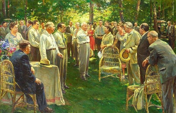 Ахмед Китаев. «Никита Хрущев среди рабочих-Строителей», 1961