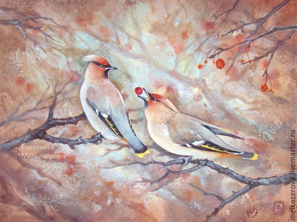 Картина осенний Воробей Неуступкина Людмила Аркадьевна