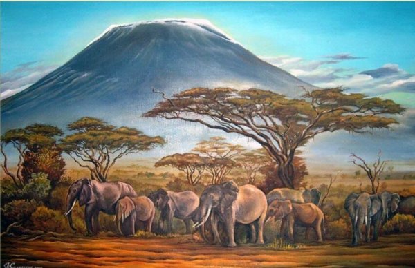 Масаи Африка гуашью