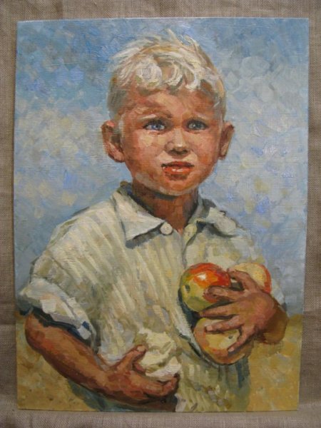 Мальчик с собакой картина