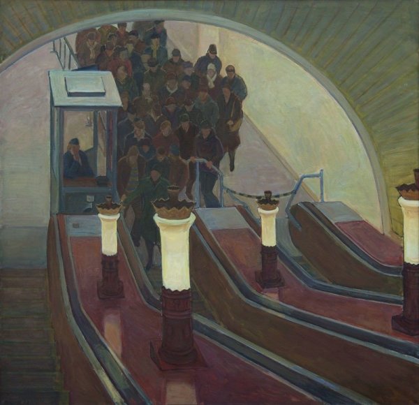 В метро". Картина Дмитрия Жилинского