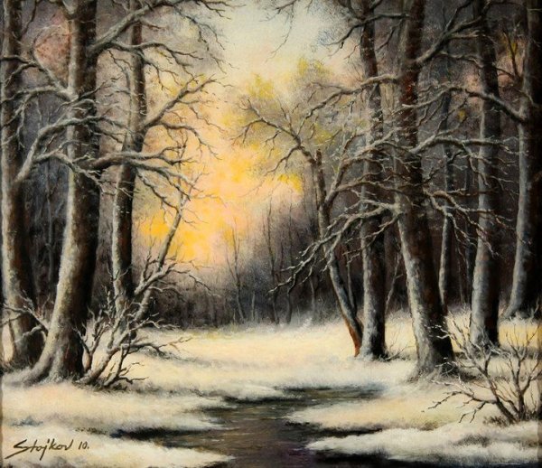 Сумерки пейзаж живопись