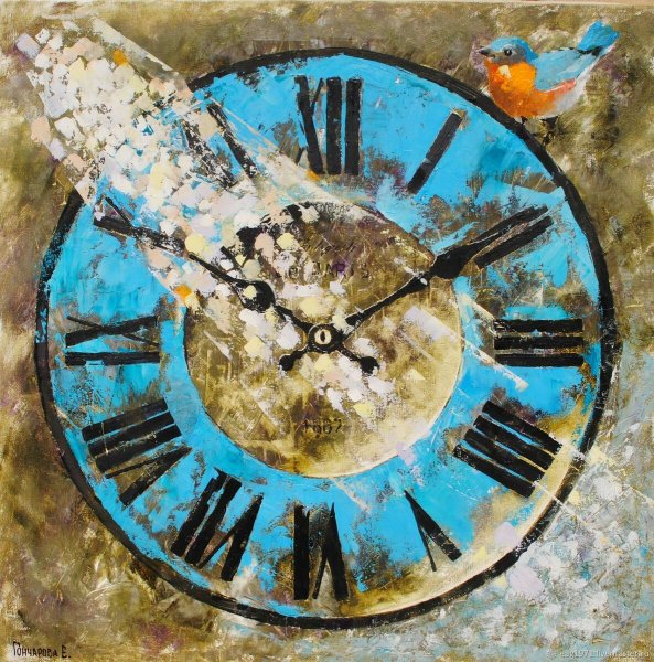 Картина маслом часы