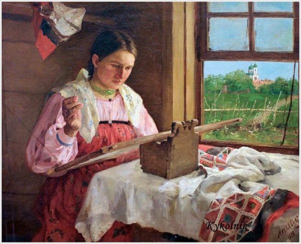 Крестьянка за вышивкой Филипп Малявин