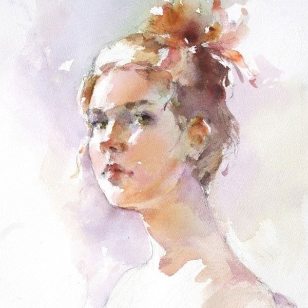 Портрет Аля Прима акварель