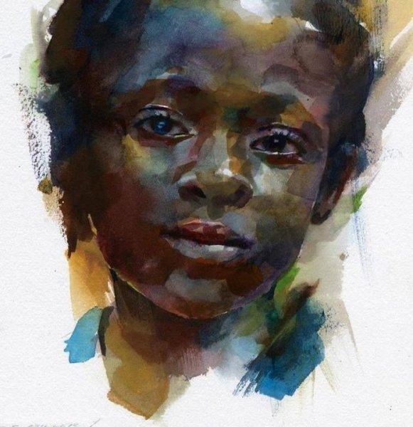Лицо девушки акварелью