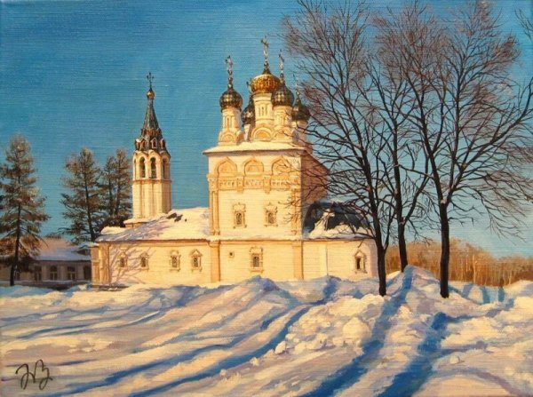 Зимний пейзаж с Церковью