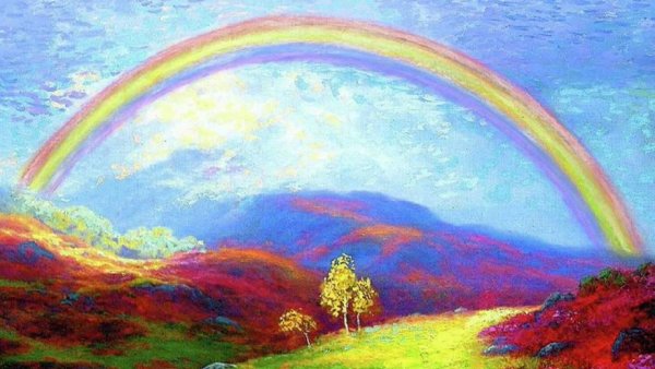 Пейзажи с радугой картины