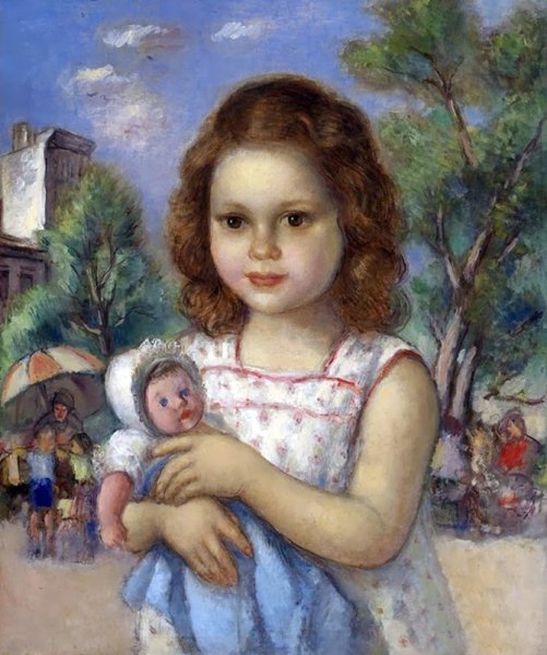 Девочка с куклой живопись