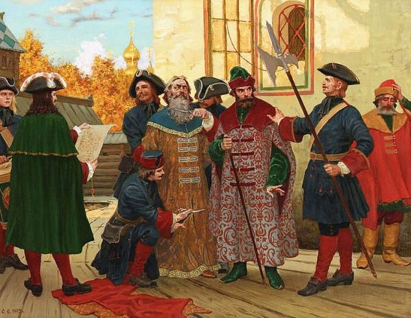 («Петр i и новики», Кардовский