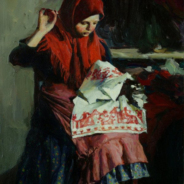 Джордж Клаузен девушка у калитки 1889