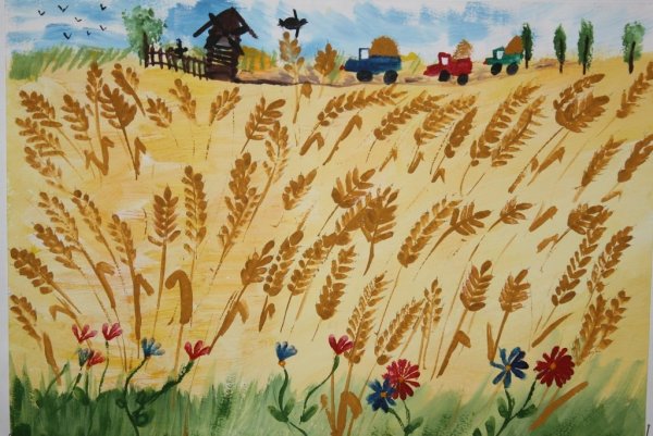 Рисование пшеничное поле
