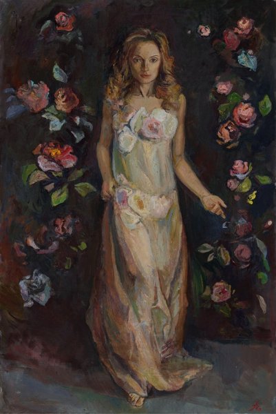 Картины Константина Маковского девушка в костюме Флоры