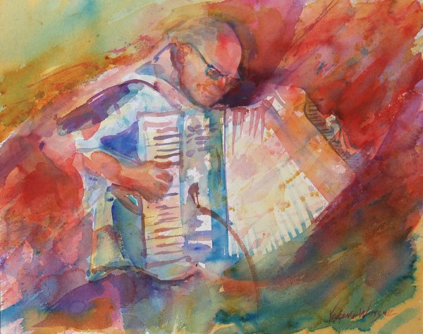 Баянист живопись