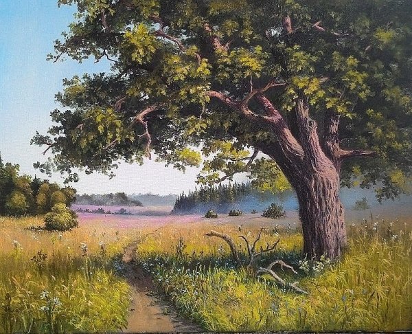 Пейзаж с дубом