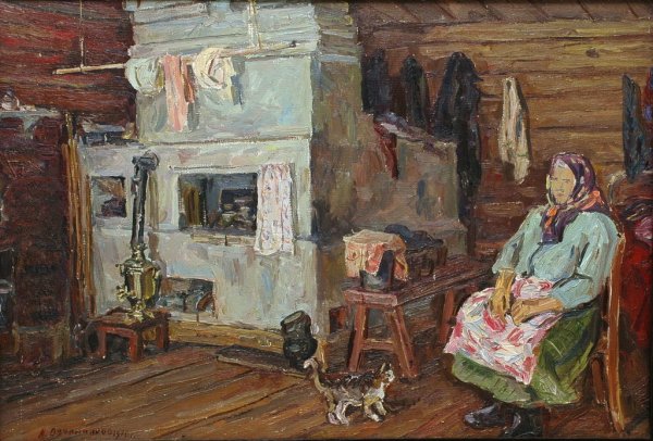 В.М.Максимов - Крестьянская изба 1869