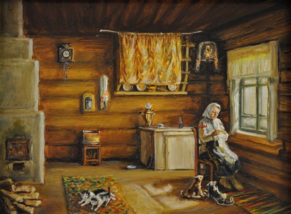 В.М.Максимов - Крестьянская изба 1869