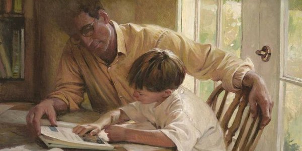 Мальчик с книгой живопись